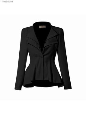 Women's Office Blazer Double Lapel Peplum Stretch Fit Suit Jacket